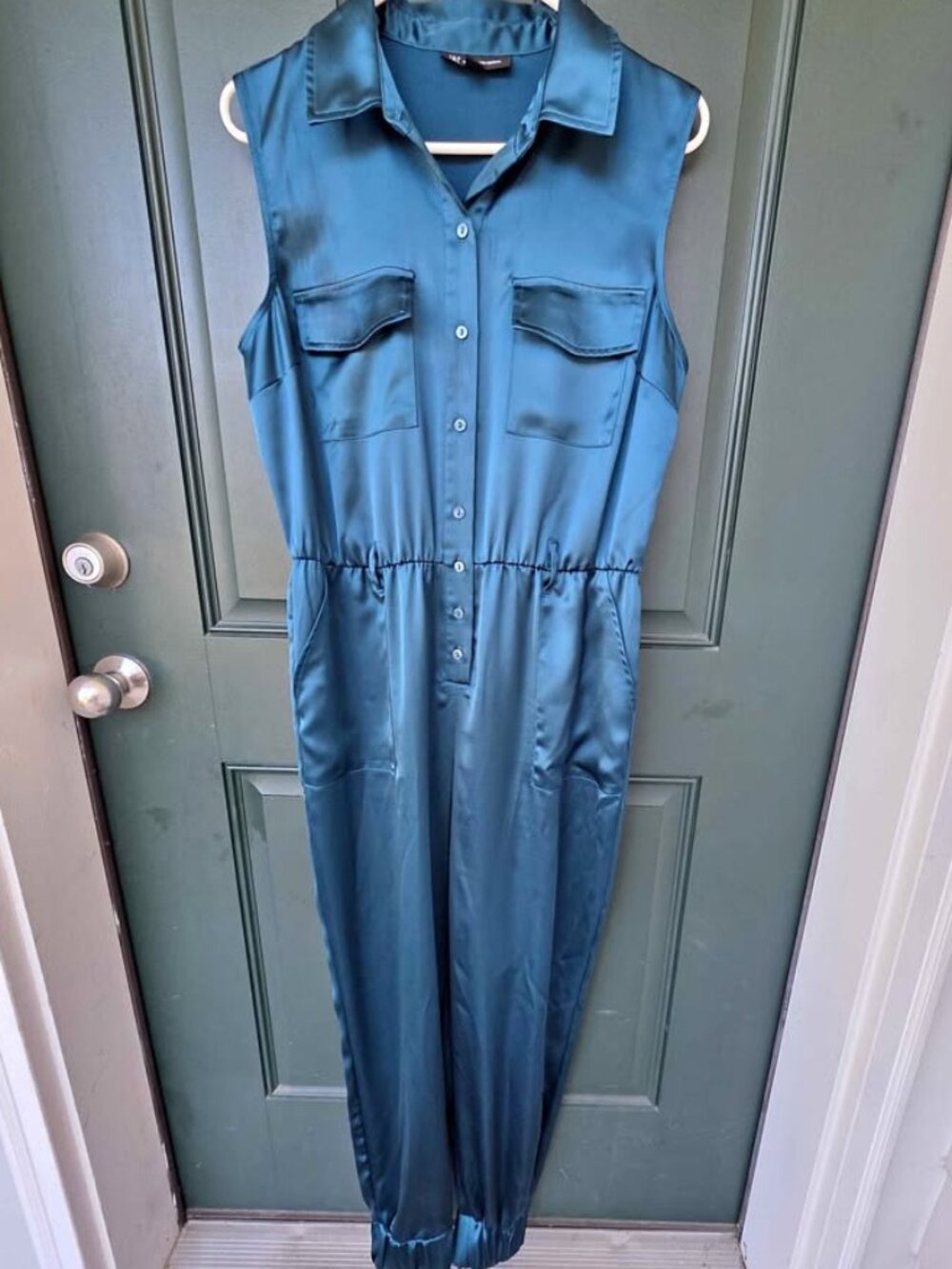 Sleeveless Satin Utility Jumpsuit size 10